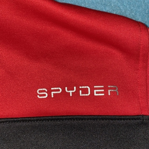 SPYDER charger pullover jacket 1/2 zip thermal long sleeve black red NEW size L - Picture 4 of 16